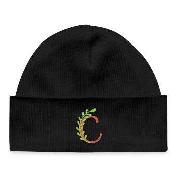 Elegant letter 'C' with flowers - Baby Organic Beanie - black - Front