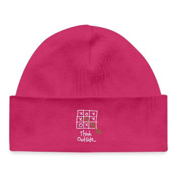 Think Outside the Box - Pensez Hors des Cases - Bonnet bébé bio - hot pink - Devant