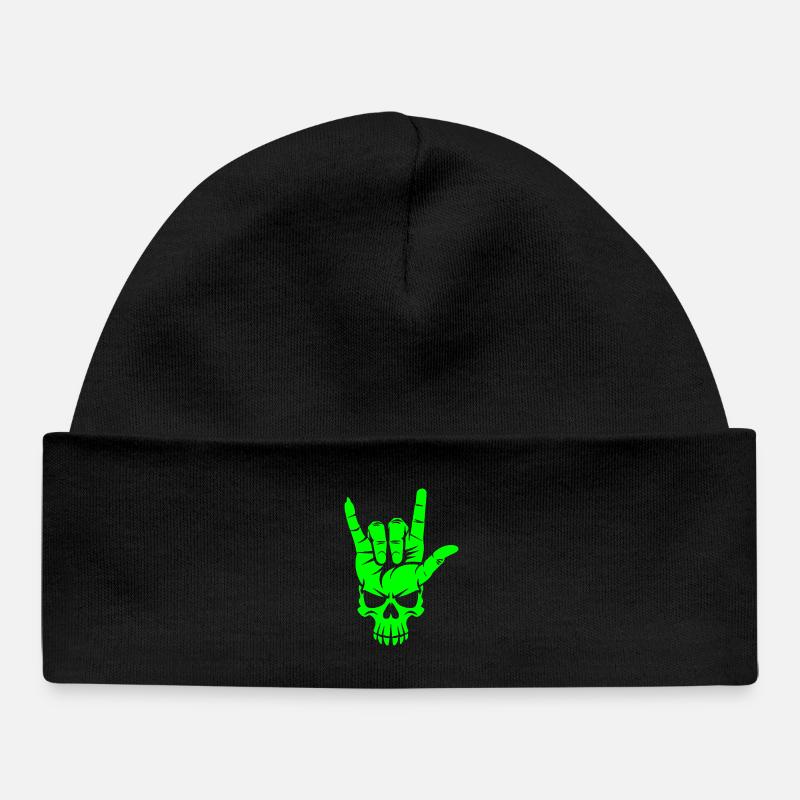 Rock n Roll Crâne Main - Bonnet bébé bio - noir