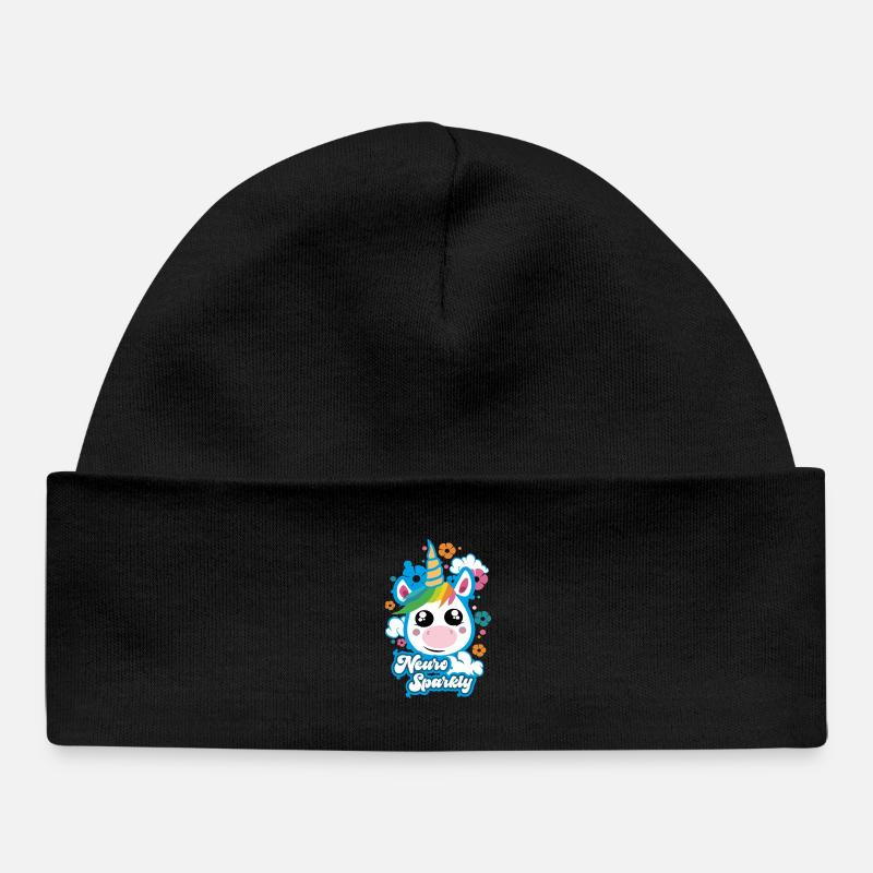 Neuro Sparkly Licorne mignonne - Bonnet bébé bio - noir