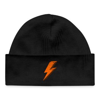 Effet de foudre énergétique en 3D orange - Bonnet bébé bio - noir - Devant