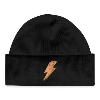 Lightning symbol in warm orange 3D - Baby Organic Beanie - black - Front
