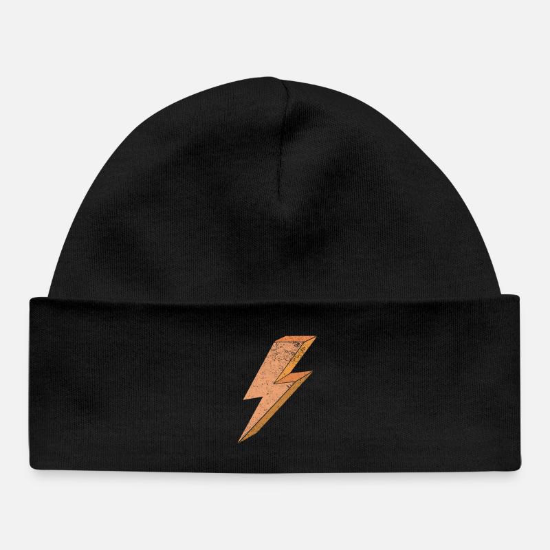 Symbole de foudre en 3D orange chaud - Bonnet bébé bio - noir