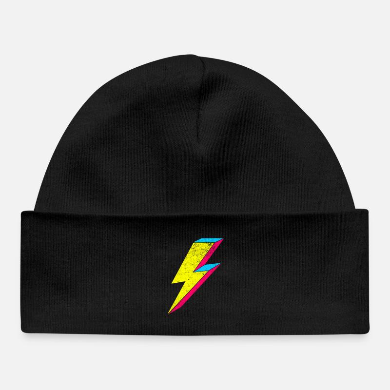 Design éclair néon années 70-80 - Bonnet bébé bio - noir