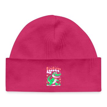 See You Later Aligator - Alligator Retro Design - Baby Organic Beanie - hot pink - Front
