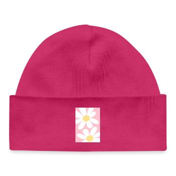 Rose avec des fleurs - Bonnet bébé bio - hot pink - Devant