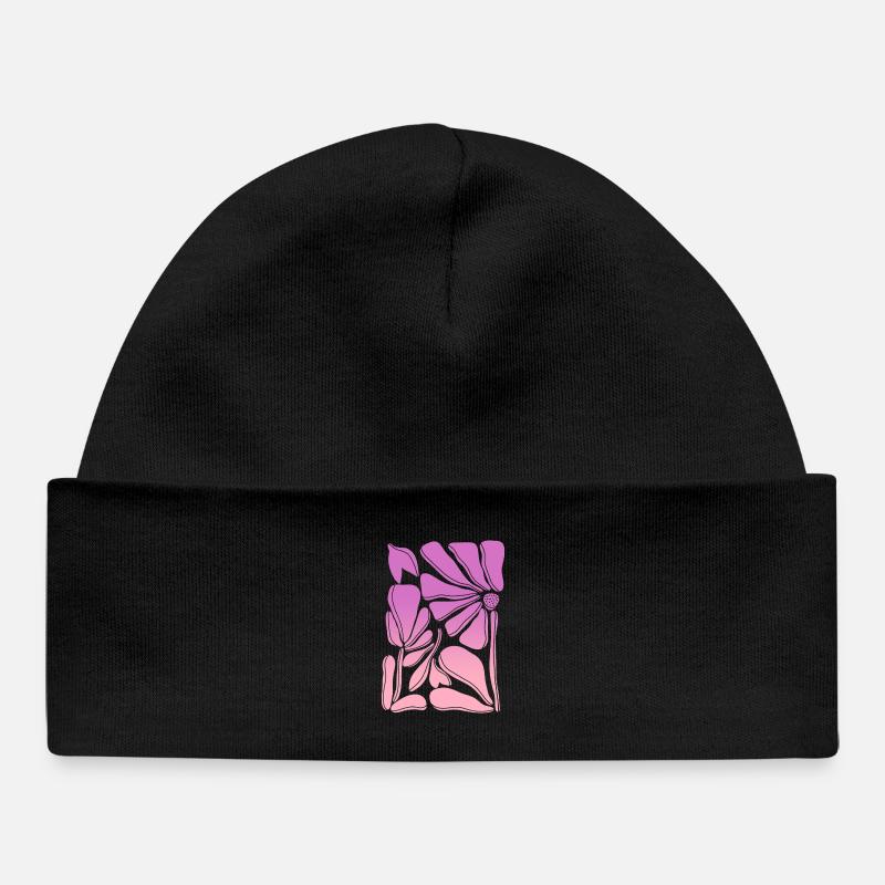Flower power dégradé rose - Bonnet bébé bio - noir