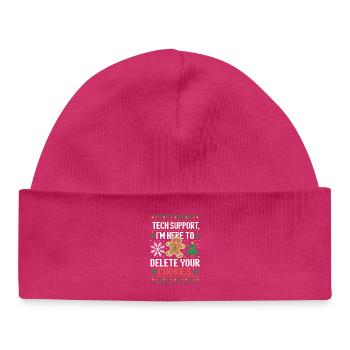 Tech Support Cookie Saying - Baby Organic Beanie - hot pink - Front
