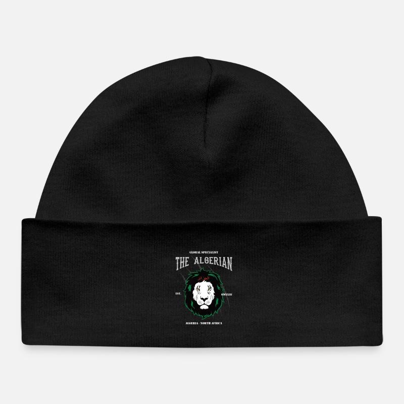 Le dessin du lion algérien – Proud Algeria - Bonnet bébé bio - noir