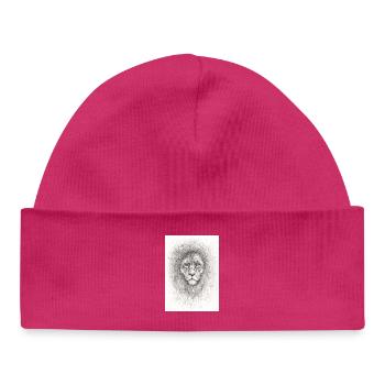 Very serious lion - Baby Organic Beanie - hot pink - Front