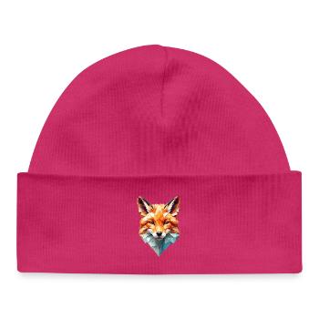 Geometrischer Fuchskopf - Baby Organic Mütze - hot Pink - Vorne
