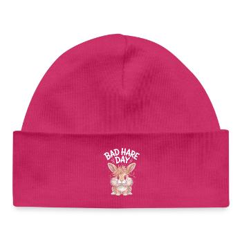 Animal Humor Rabbit Lion Head - Baby Organic Beanie - hot pink - Front