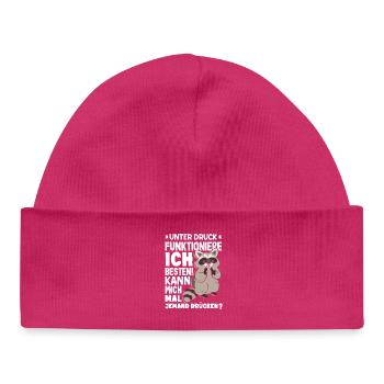 Je fonctionne mieux sous pression - Bonnet bébé bio - hot pink - Devant