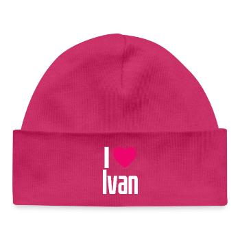 I Love Ivan Pinkes Herz Ich liebe Ivan - Baby Organic Mütze - hot Pink - Vorne