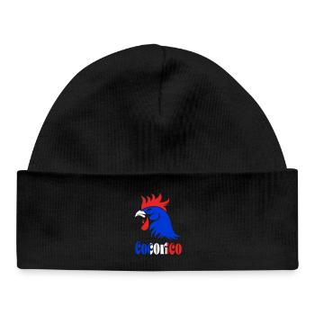 Coq bleu blanc rouge  - Bonnet bébé bio - noir - Devant