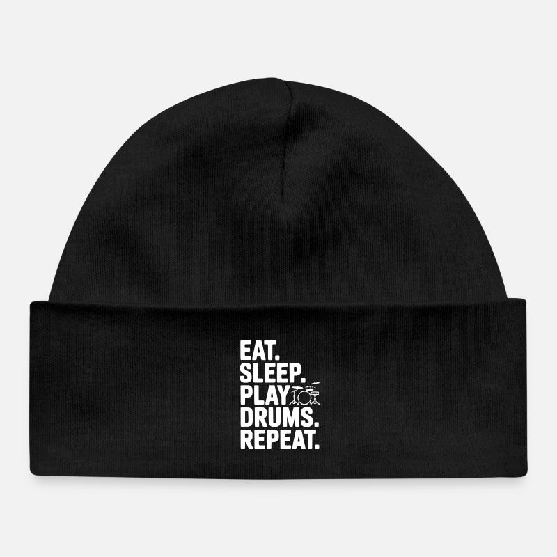 Manger. Dormir. Jouer de la batterie. Répéter. - Bonnet bébé bio - noir