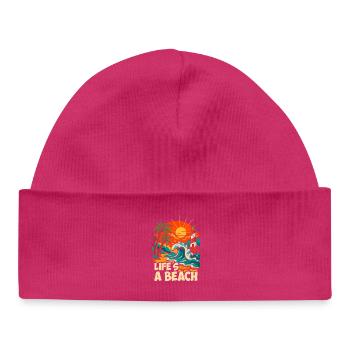 Life's a Beach Tropical Beach Illustration - Baby Organic Mütze - hot Pink - Vorne