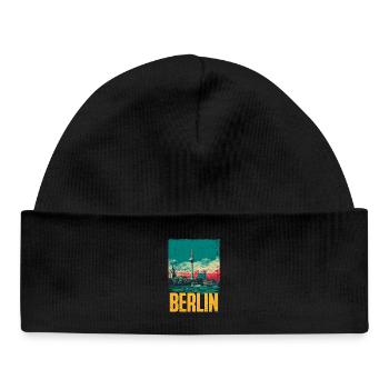 Imprimé vintage de la Berlin Skyline - Bonnet bébé bio - noir - Devant