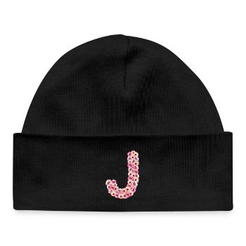 Monogramme J des fleurs - Bonnet bébé bio - noir - Devant