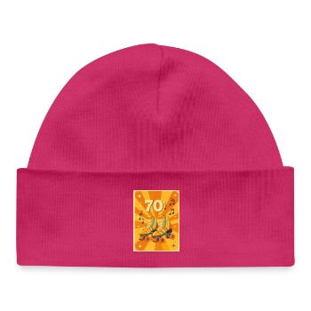 Klassische 70er-Jahre-Rollschuhe mit warmen Retro-Vibes - Baby Organic Mütze - hot Pink - Vorne