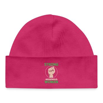 Strong Indigenous Woman Empowerment Graphic - Baby Organic Beanie - hot pink - Front