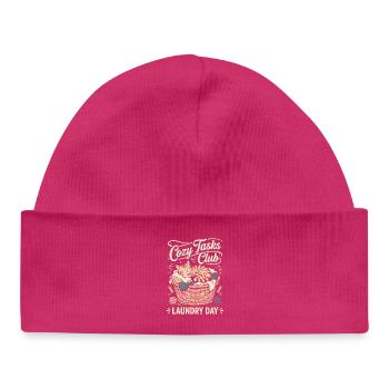Cuddly kitten in the laundry basket - Baby Organic Beanie - hot pink - Front