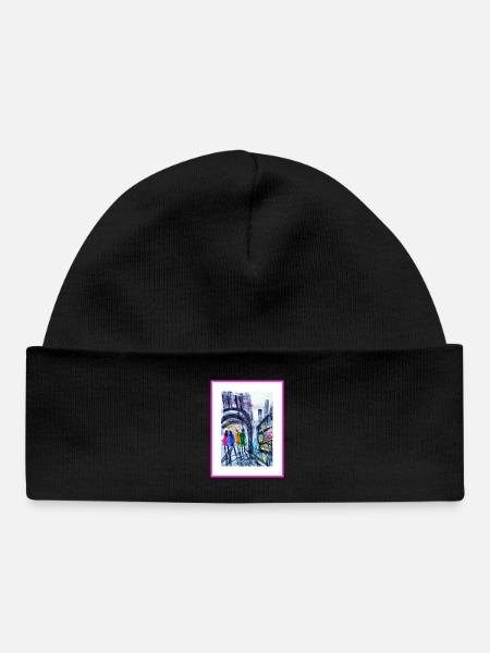 Aquarelle de style urbain, abstraite - Bonnet bébé bio - noir