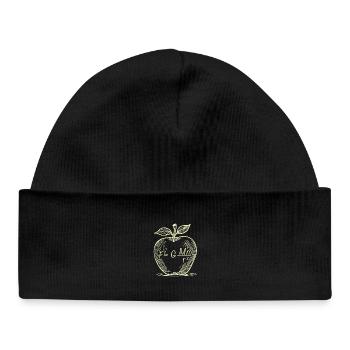Gravity Apple: Physische Zeichnung - Baby Organic Mütze - Schwarz - Vorne