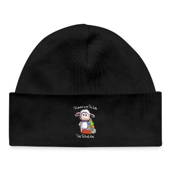 Moutons avec de la laine : je fais le jeu de mots - Bonnet bébé bio - noir - Devant