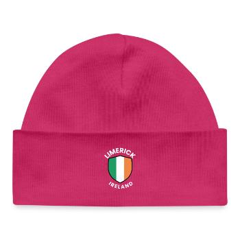 Limerick Ireland Flag Shield - Baby Organic Beanie - hot pink - Front