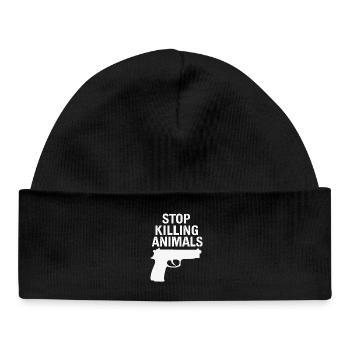 Stop Animal Murder – Statement Shirt - Baby Organic Beanie - black - Front