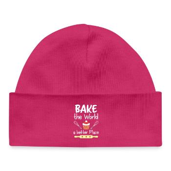 Bake The World A Better Place - Baby Organic Beanie - hot pink - Front