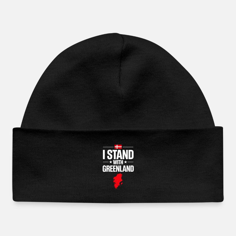 Soutien Groenland Carte Drapeau - Bonnet bébé bio - noir