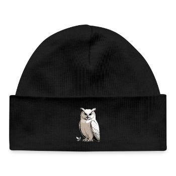 Owl portrait with serious facial expressions - Baby Organic Beanie - black - Front