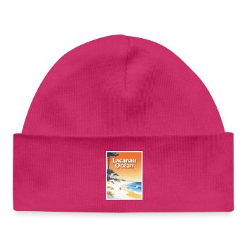 Lacanau Ocean Vintage Surf Poster - Baby Organic Beanie - hot pink - Front