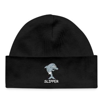 Slipper Dolphin In Swimming Trunks - Baby Organic Beanie - black - Front