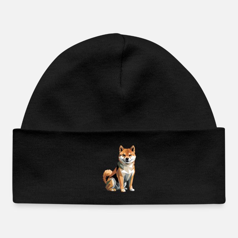 Chien Shiba Inu géométrique - Bonnet bébé bio - noir