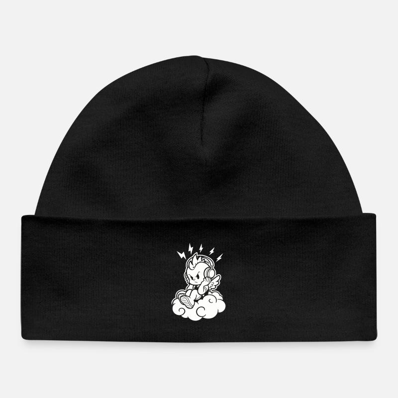 Punk Angel – Chérubin avec casque - Bonnet bébé bio - noir
