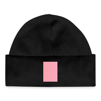 Stripe Wave Pattern - Pink Customizable - Baby Organic Beanie - black - Front