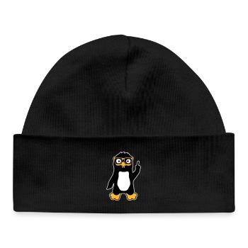 Penguin Nerd Glasses Index Finger Smug Lus - Baby Organic Beanie - black - Front