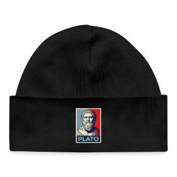 Platon-Porträt im Retro-Design - Baby Organic Mütze - Schwarz - Vorne