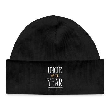 funny Uncle uncle of the year - Baby Organic Beanie - black - Front