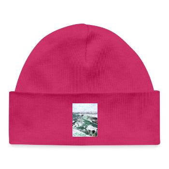 Cascades gelées en Islande - Bonnet bébé bio - hot pink - Devant