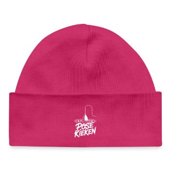 Fishing Saying Pose - Baby Organic Beanie - hot pink - Front