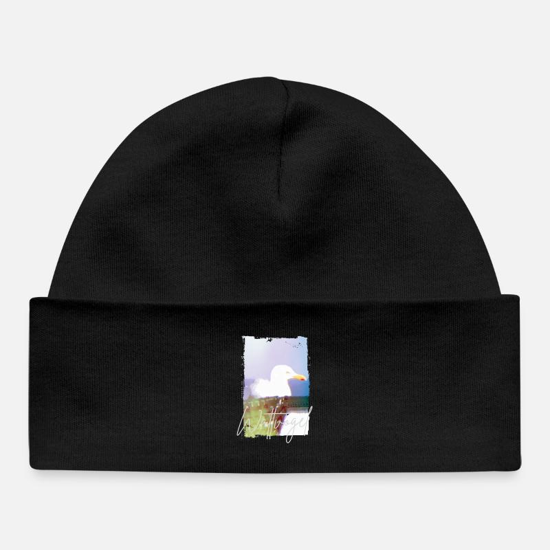 Oiseau® échassier Mouette de la mer du Nord – Moment chaise de plage - Bonnet bébé bio - noir