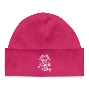 Pale Aesthetic Script with Bow - Baby Organic Beanie - hot pink - Front