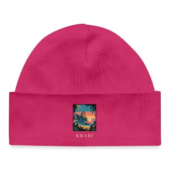 Krabi Sunset Cove Thailand Travel Poster - Baby Organic Beanie - hot pink - Front