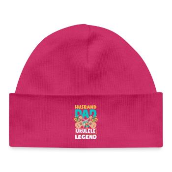 Husband Dad Ukulele Legend Lustiger Vatertag - Baby Organic Mütze - hot Pink - Vorne