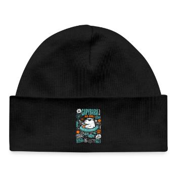 Capybara All Chill Funny Animal - Baby Organic Beanie - black - Front