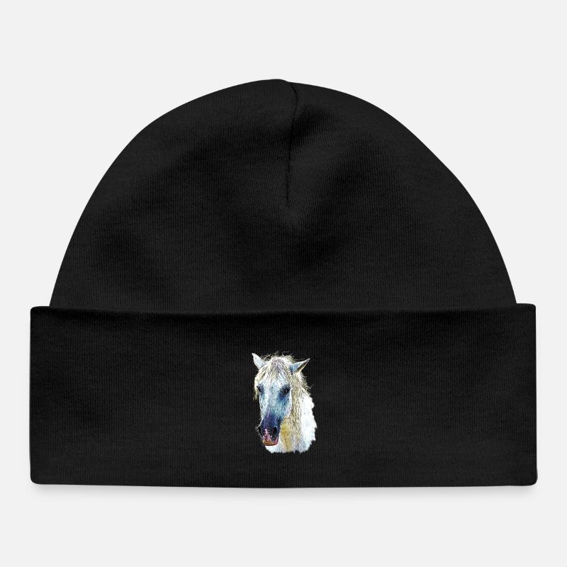 Cheval camarguais en Pastel Fluide - Bonnet bébé bio - noir